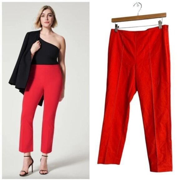 St John Audrey Trousers Red Orange Ankle Length Size 4 - Picture 1 of 9